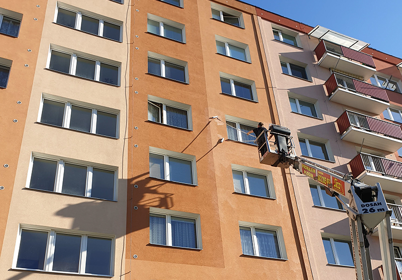 Čištění fasád bytových domů Olomouc